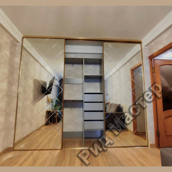 Встроенный шкаф купе с зеркальными дверьми