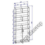 чертеж книжного распашного шкафа