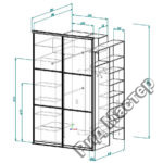 чертеж кардеробной с дверьми купе