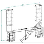 чертеж большого письменного стола с тумбами