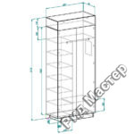 чертеж распашного шкафа для одежды